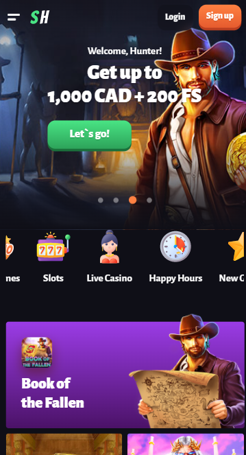 Slothunter Casino Mobile app - Lobby